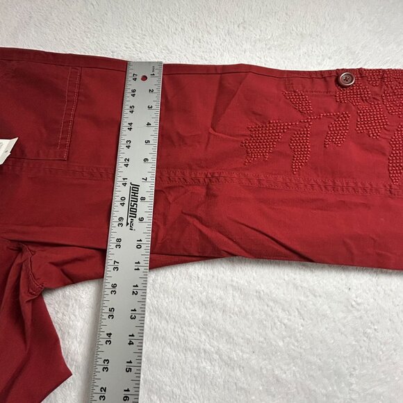 Cabi Womens Cargo Crop Capri Pants Size 10 Weathered Red Convertible #340 New - Picture 10 of 11